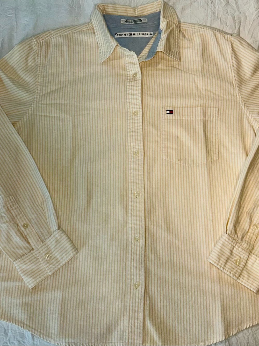 Tommy Hilfiger Pale Yellow Striped Cotton Shirt